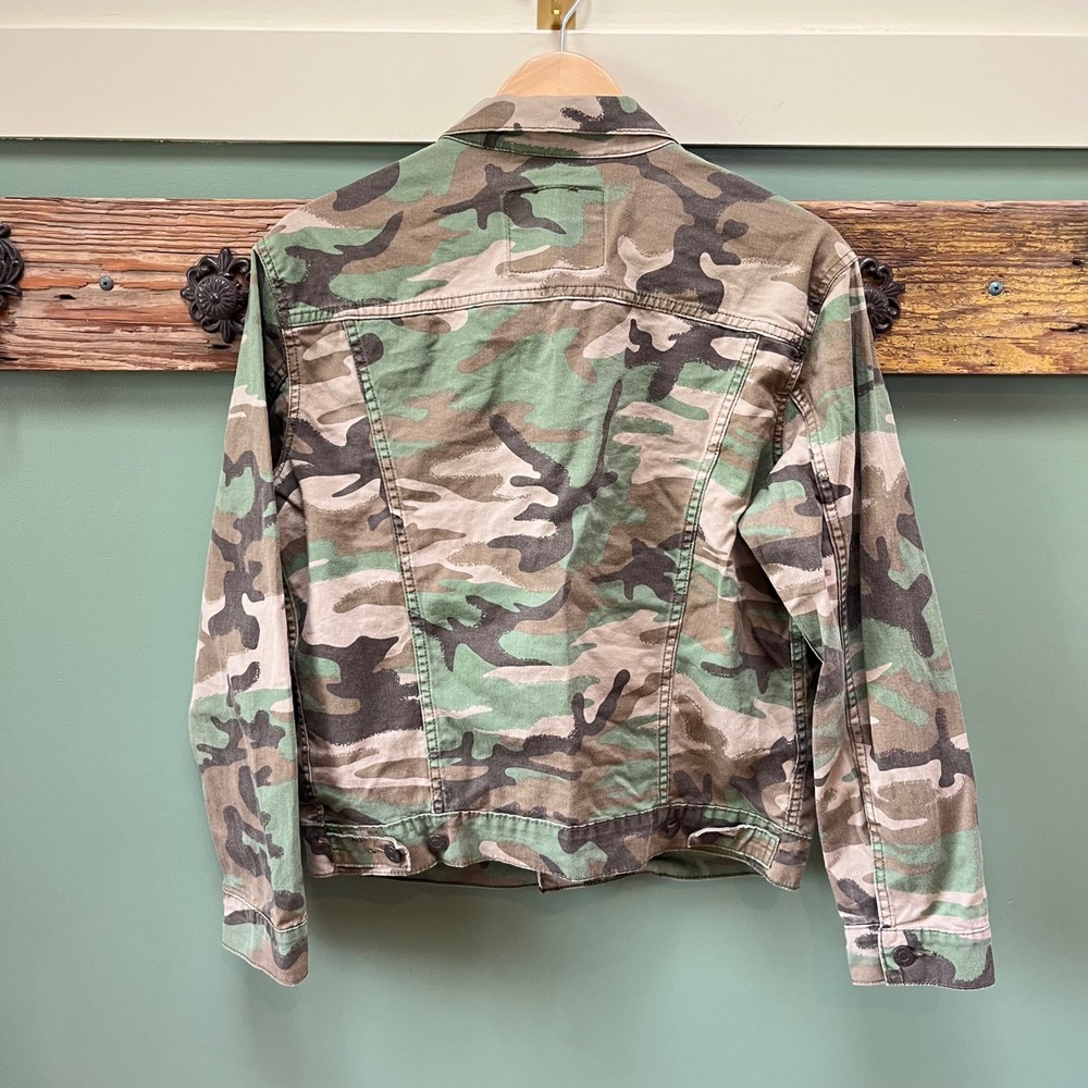 Levis Camouflage Trucker Jacket Medium Green Camo Denim Button Up 723340216 - Picture 5 of 5